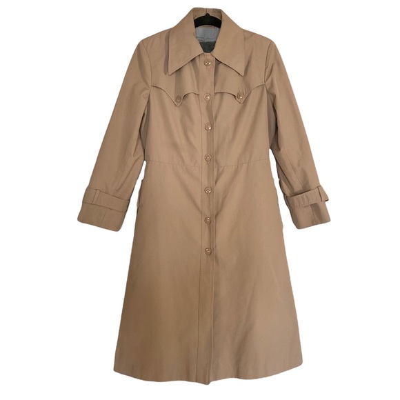 Classic J. Gallery Khaki Tan Long Trenchcoat size 10/11 - Picture 1 of 10